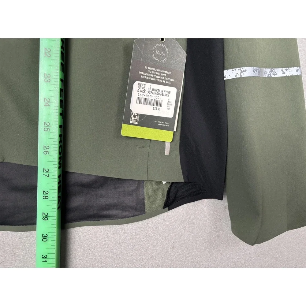 REI Co-op Jacket Mens Large Green Junction Hybrid Cycling Windbreaker Reflective